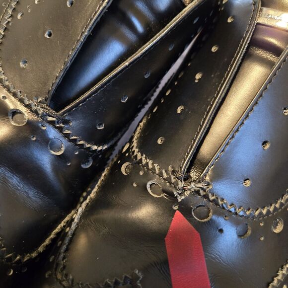 Alessandro Dell'acqua Oxford Dressy Shoes Men’s Slip on Perforated Leather Sz 8 - Picture 7 of 16